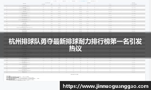 杭州排球队勇夺最新排球耐力排行榜第一名引发热议
